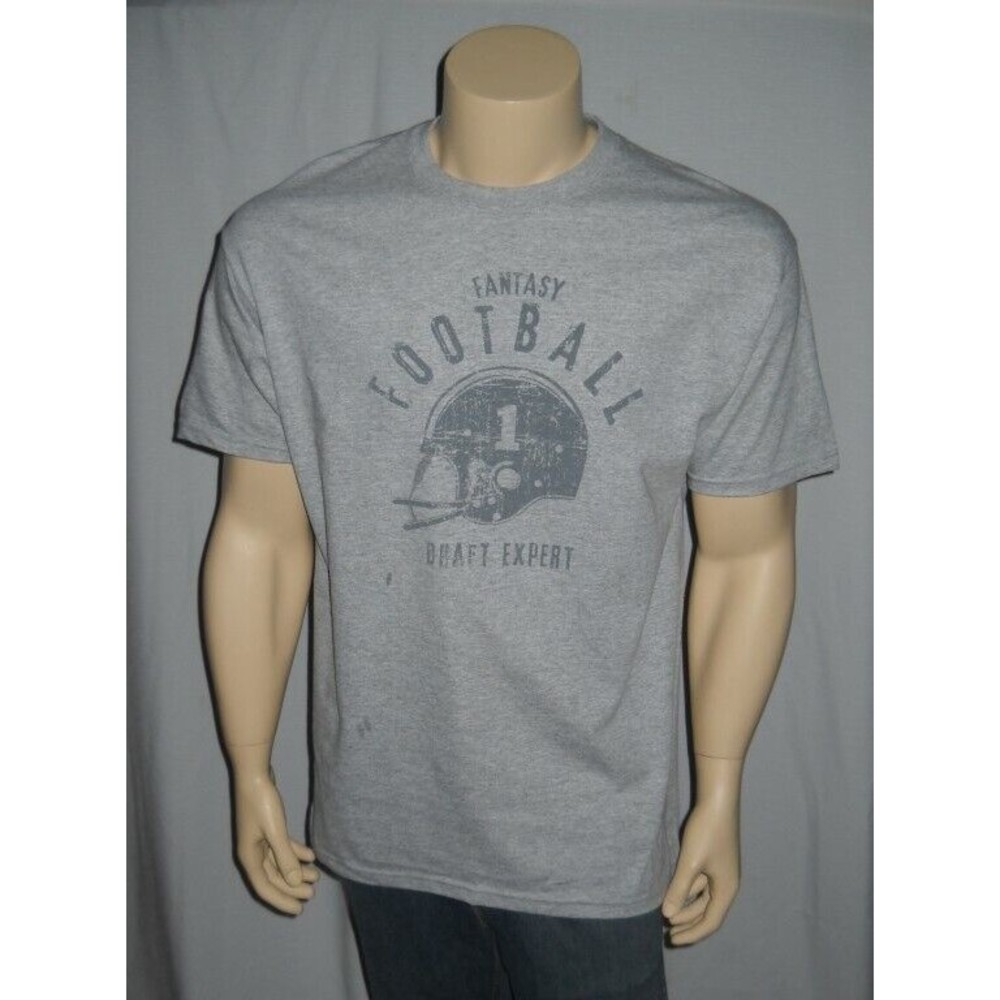 Fantasy Football Draft Expert T Shirt Mens Small Heather Gray Crew Neck